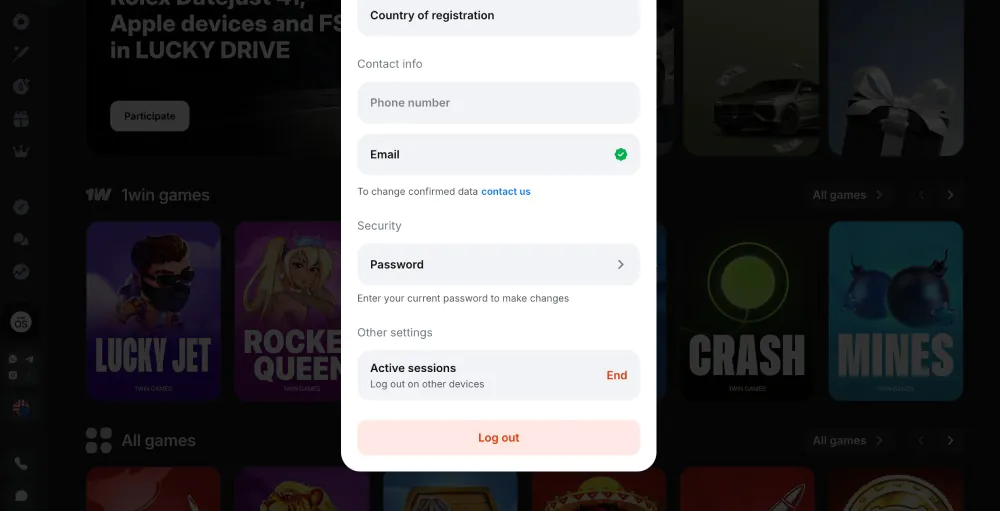 email verified at 1Win