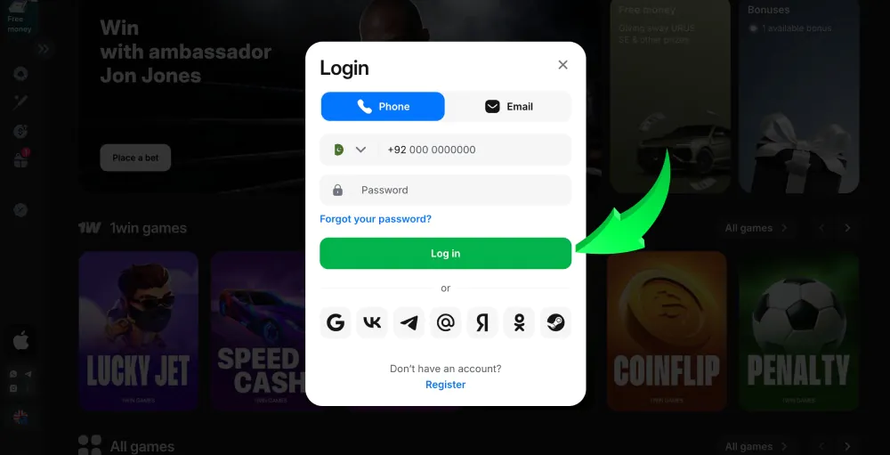 complete log in to 1Win