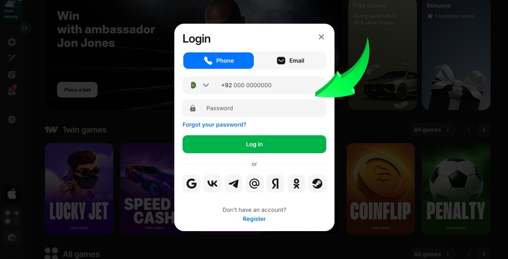 enter login data